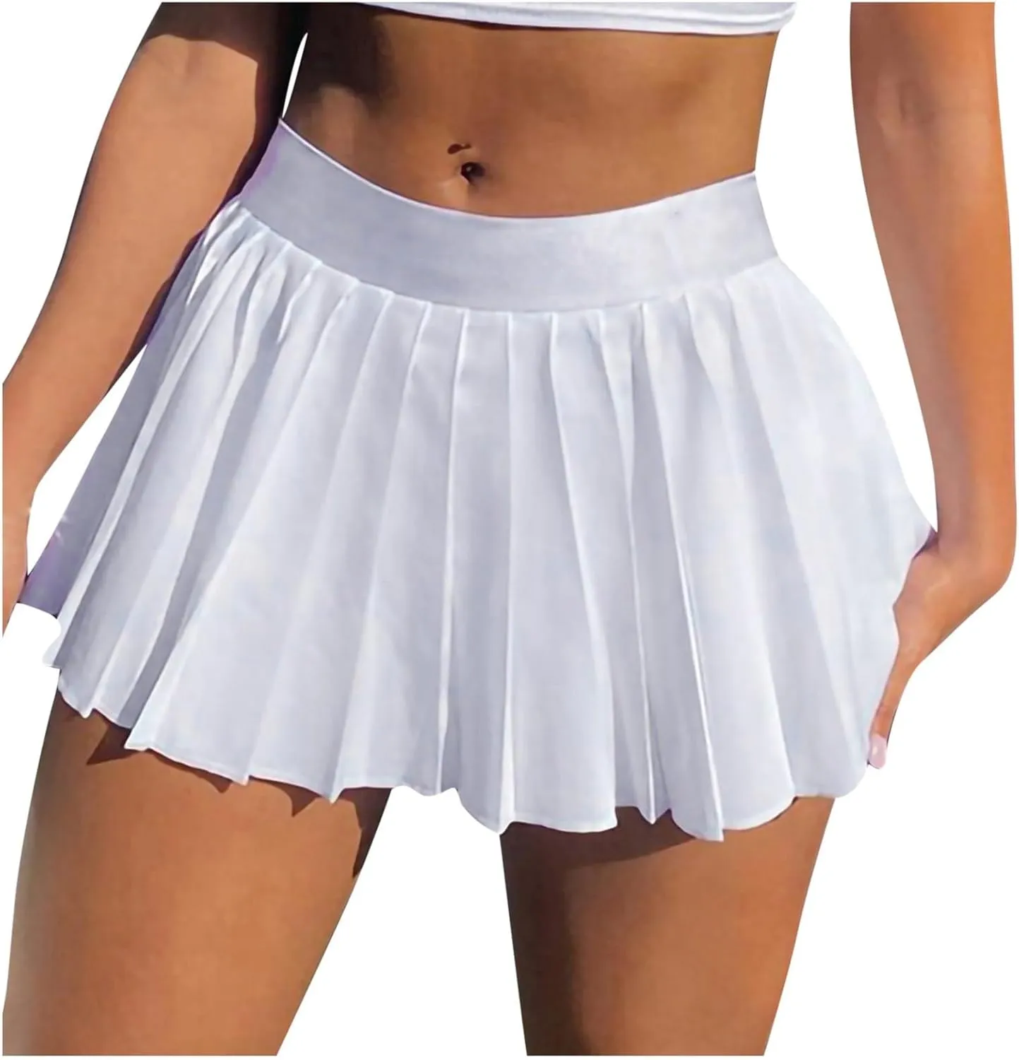 Women's High Waisted Pleated Skirt Black Mini Print Skirt with Sporty Skirt Dress