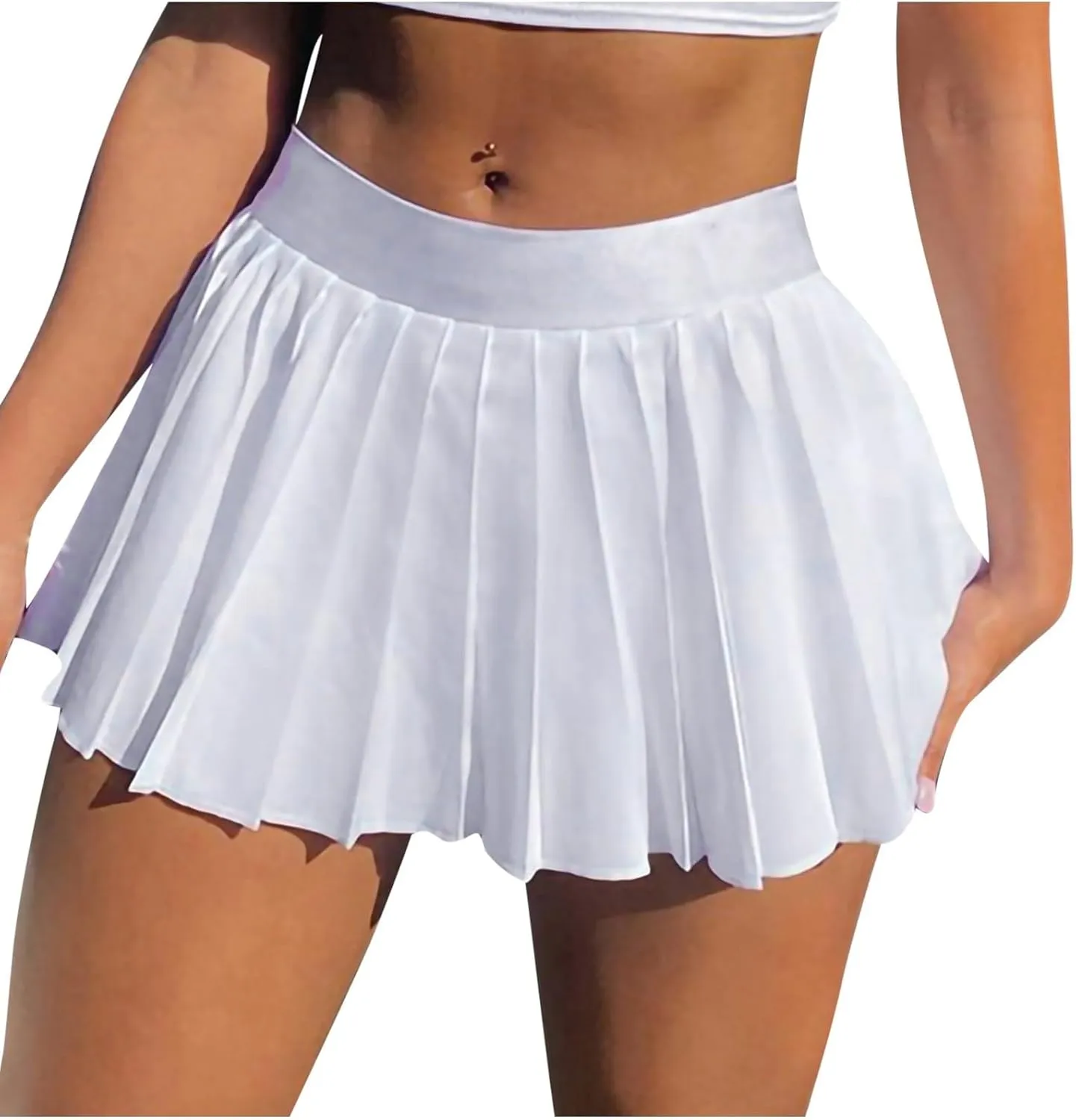 Women's High Waisted Pleated Skirt Black Mini Print Skirt with Sporty Skirt Dress