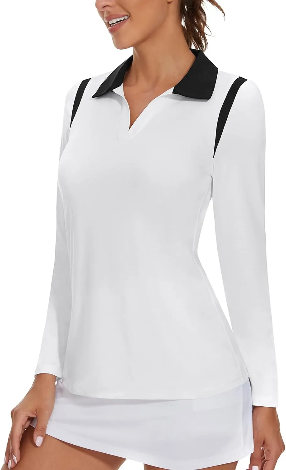 Womens Long Sleeve Golf Polo Shirts for Women V Neck Tennis Athletic Shirt UPF50  Quick Dry Moisture Wicking