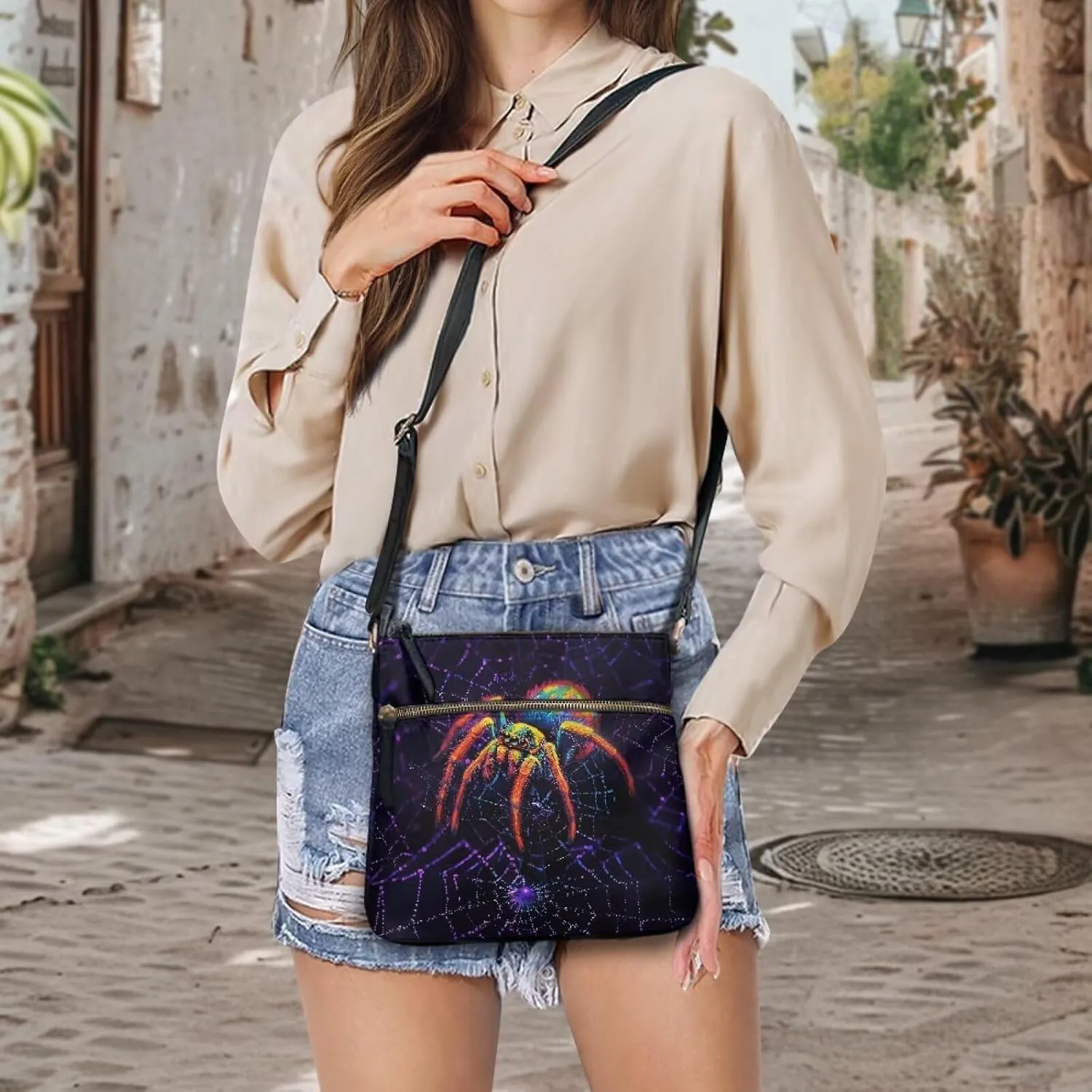 Women's Soft PU Leather Shoulder Bag Ladies Handbags Crossbody Bag with Adjustable Straps and Muti Zipper Pockets