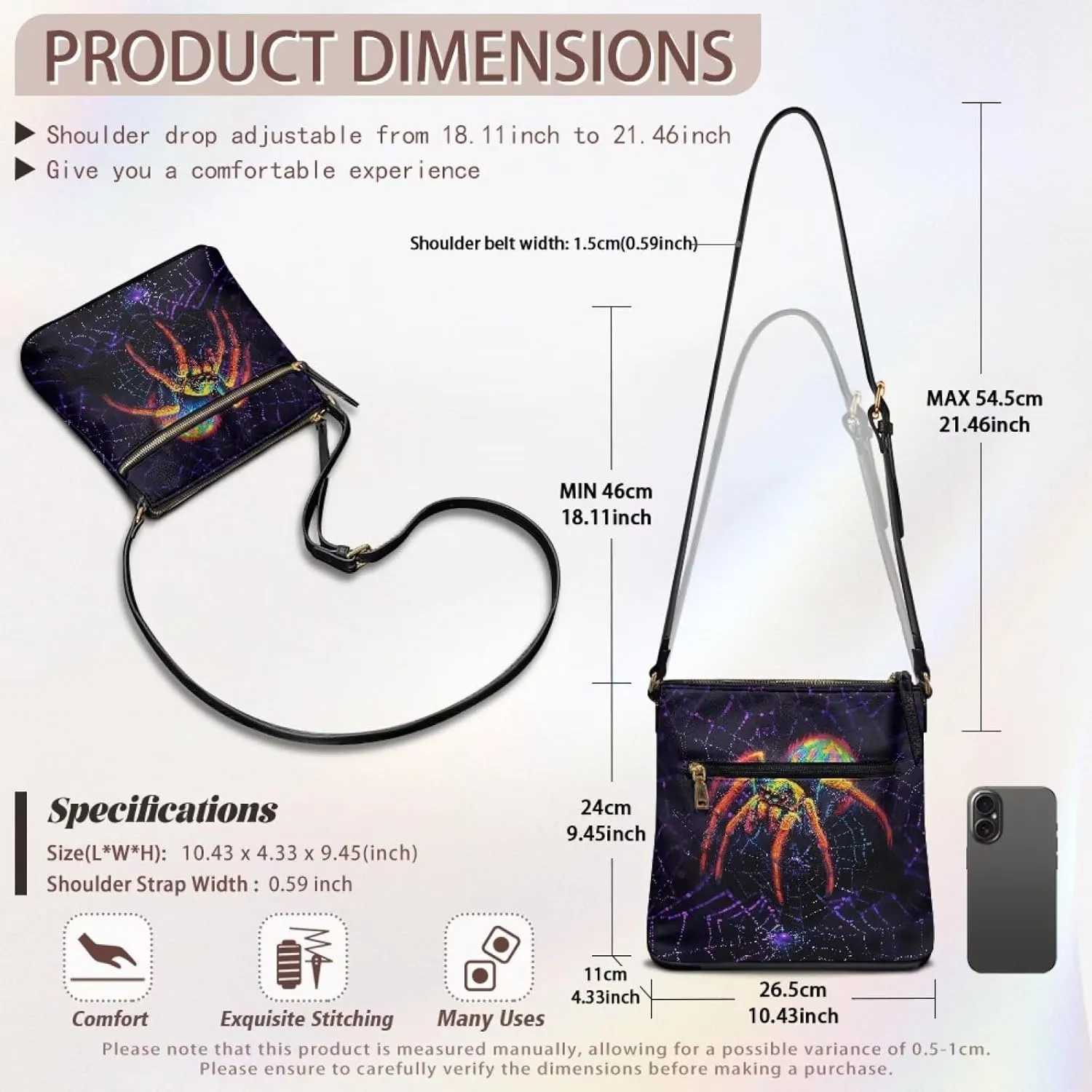 Women's Soft PU Leather Shoulder Bag Ladies Handbags Crossbody Bag with Adjustable Straps and Muti Zipper Pockets