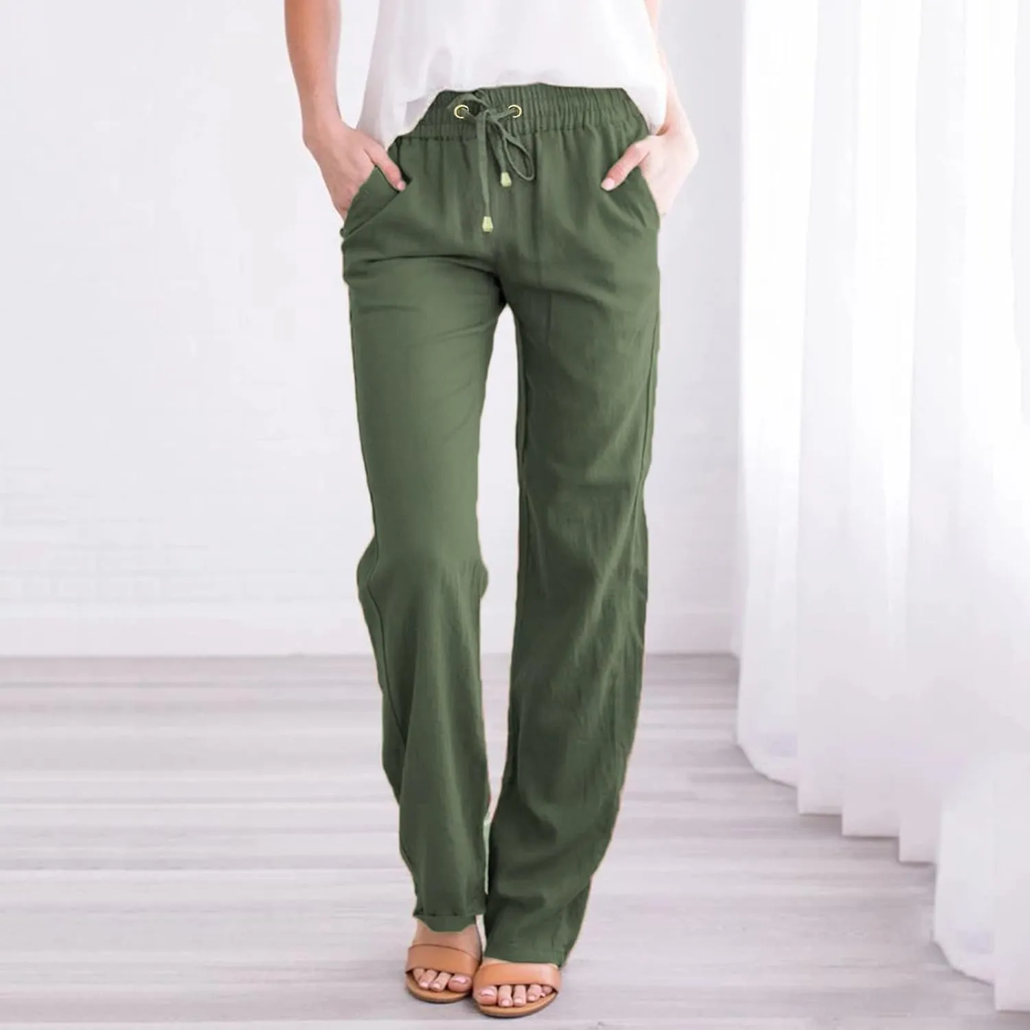 Women's Straight Leg Pants Winter flexie Hiking Thermal with Pockets Wide Leg Straight Leg