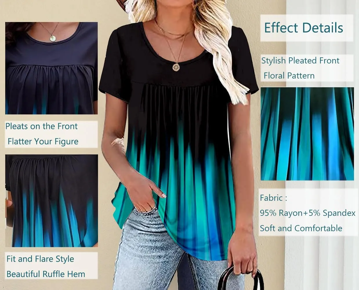 Women's Summer Short Sleeve Tunic Plus size ladies shirts Floral Blouse Loose Flowy Tops for Leggings M-4XL