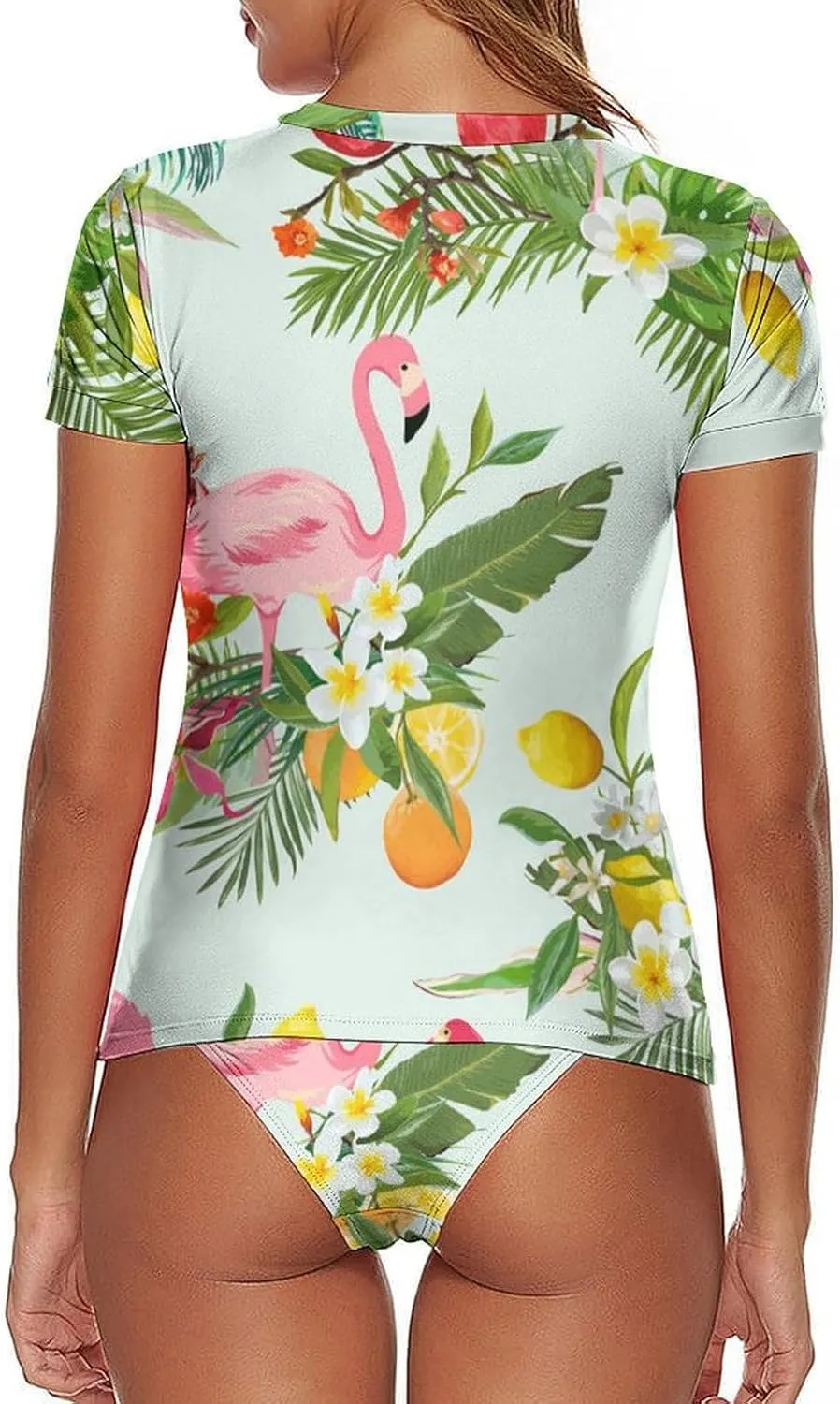 Women's Sun Protection UPF 50  Short Sleeve Rash Guard Swim Shirt and Bottom