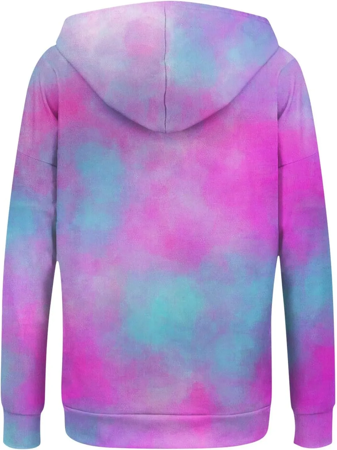 Women's Tie-Dye/White Zip-Up Hoodie With Pockets, Striped, Long Sleeve, S-3XL