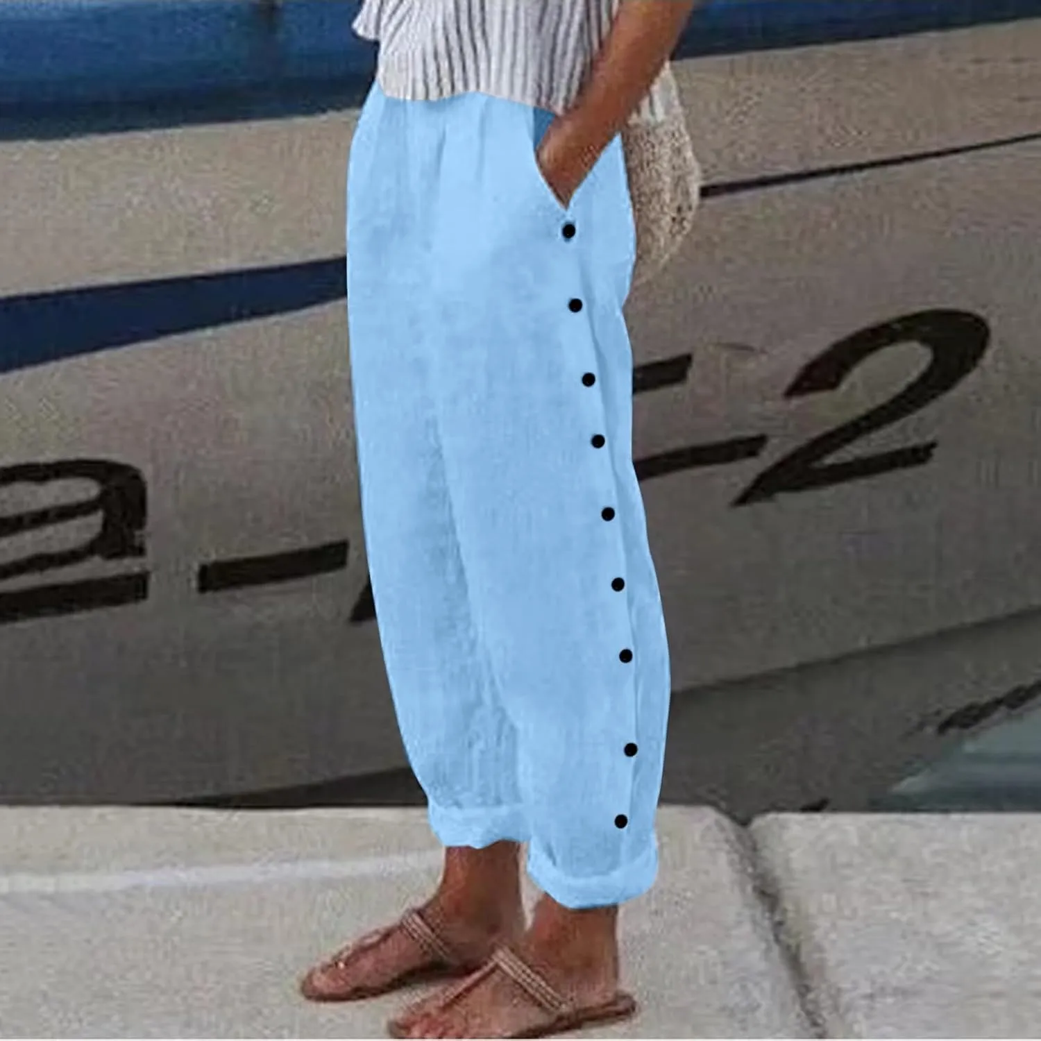 Womens Wide Leg Sweatpants Winter Opaque Beach Thermal with Pockets Barrel Pants Wide Leg