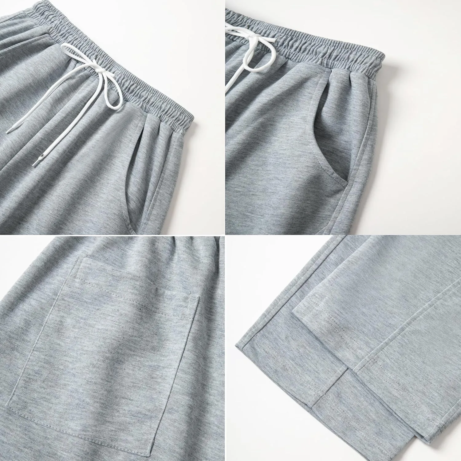 WZIKAI Men's Baggy Sweatpants Elastic Waist Drawstring Wide Leg Sweatpants Casual Loose Baggy Joggers with Pockets