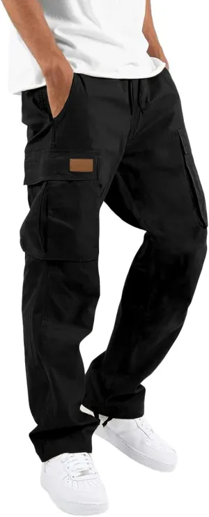 WZIKAI Mens Cargo Pants Casual Joggers Hiking Pants Loose Straight Athletic Workout Sweatpants with Pockets