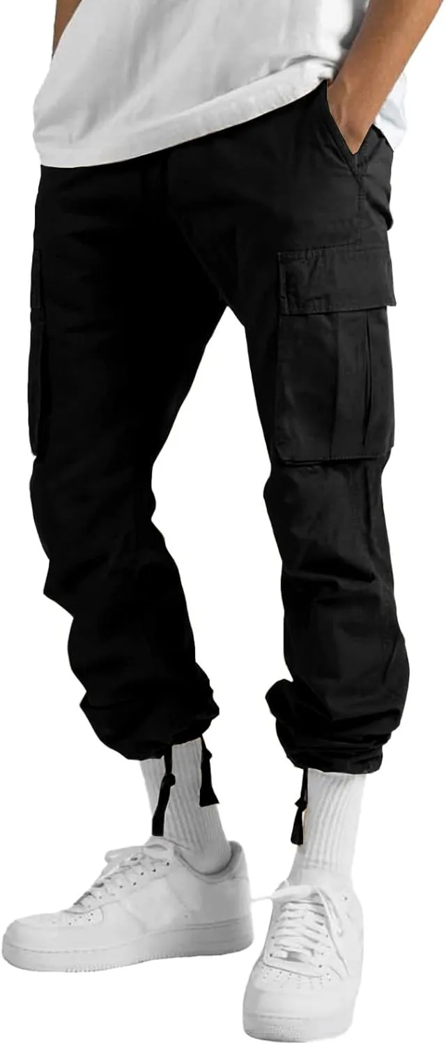 WZIKAI Mens Cargo Pants Casual Joggers Hiking Pants Loose Straight Athletic Workout Sweatpants with Pockets