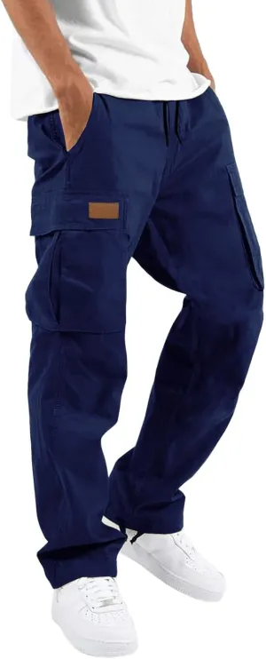 WZIKAI Mens Cargo Pants Casual Joggers Hiking Pants Loose Straight Athletic Workout Sweatpants with Pockets
