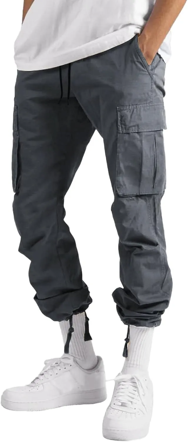 WZIKAI Mens Cargo Pants Casual Joggers Hiking Pants Loose Straight Athletic Workout Sweatpants with Pockets