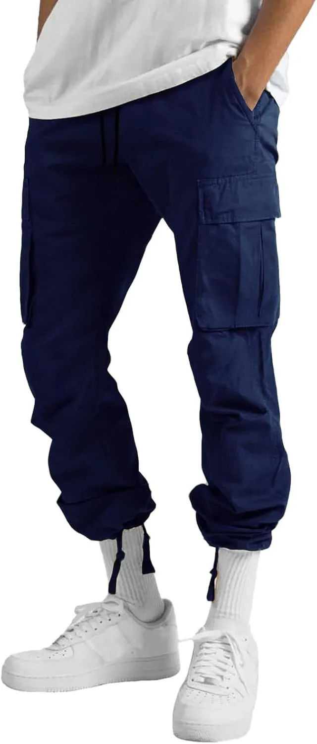 WZIKAI Mens Cargo Pants Casual Joggers Hiking Pants Loose Straight Athletic Workout Sweatpants with Pockets