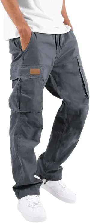 WZIKAI Mens Cargo Pants Casual Joggers Hiking Pants Loose Straight Athletic Workout Sweatpants with Pockets