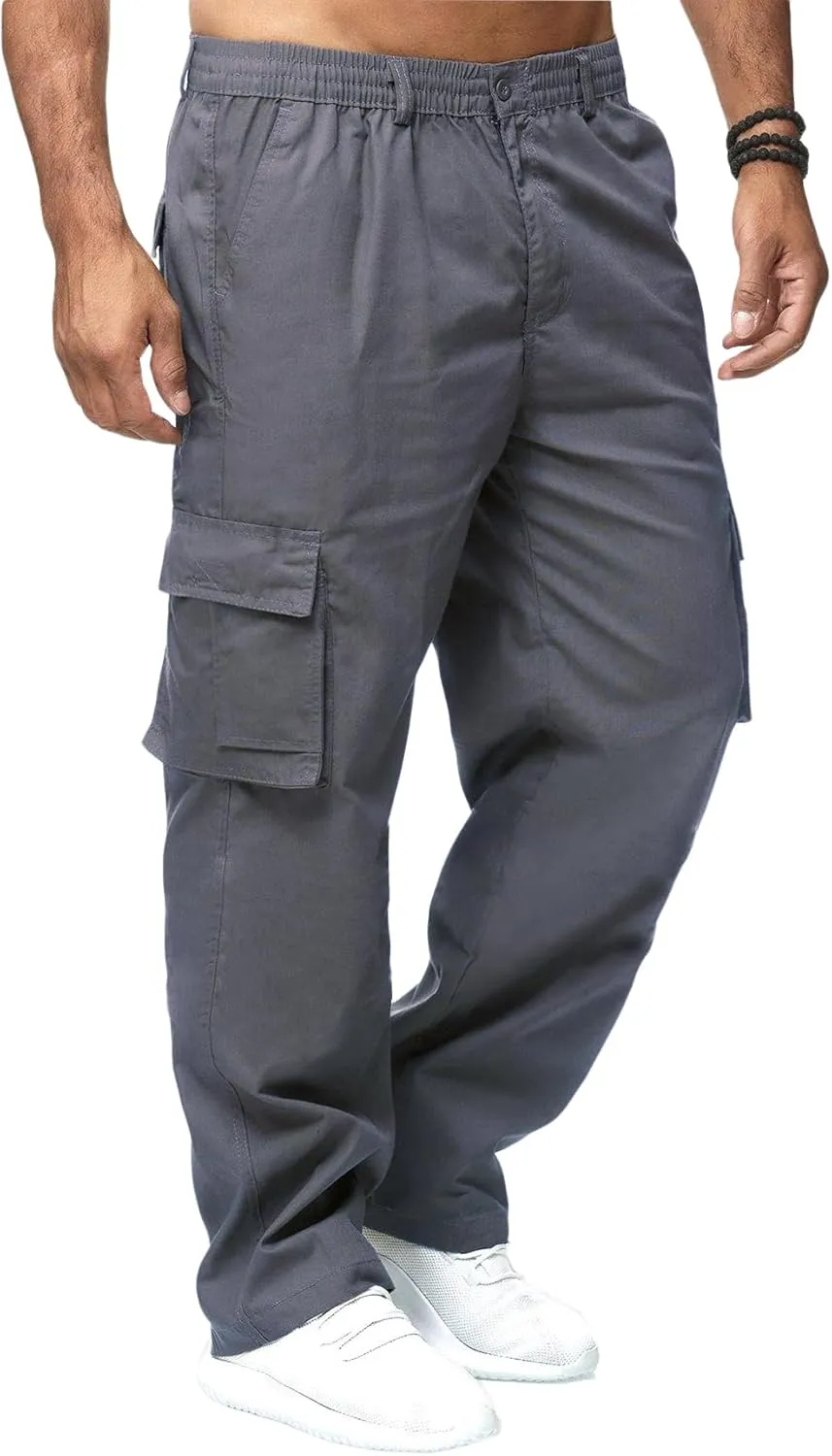 WZIKAI Mens Cargo Pants Casual Joggers Sweatpants Athletic Workout Hiking Pants with Multi-Pockets