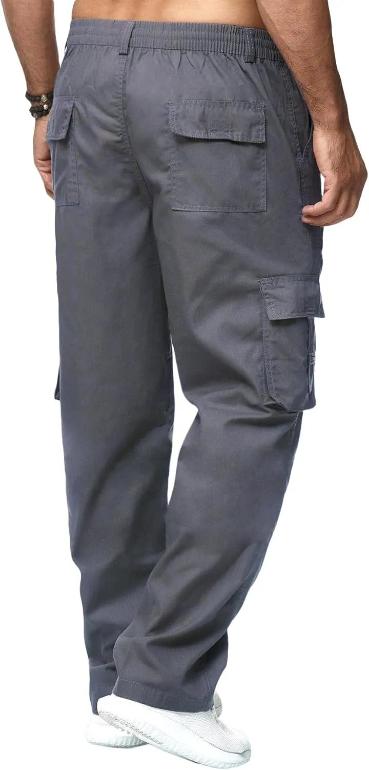 WZIKAI Mens Cargo Pants Casual Joggers Sweatpants Athletic Workout Hiking Pants with Multi-Pockets