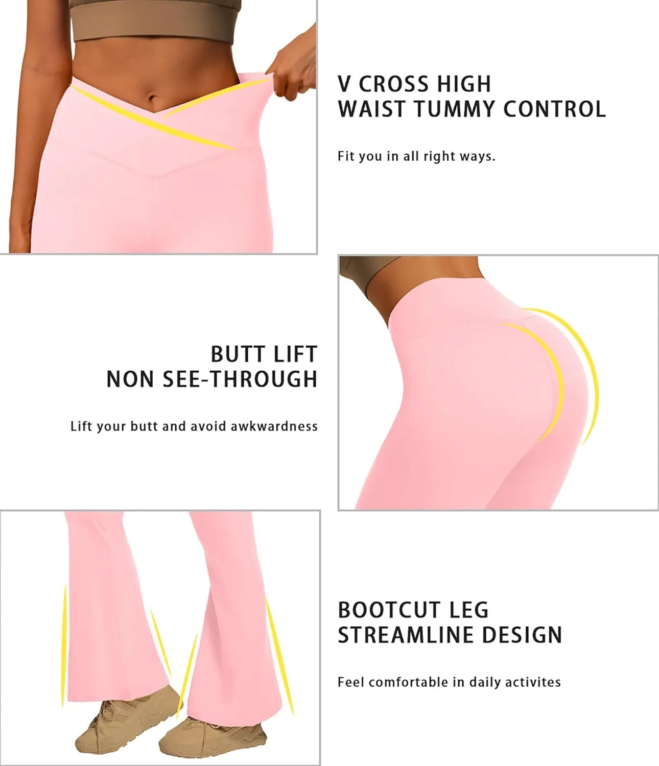 YOAKUKA Flare Yoga Leggings for Women Crossover High Waist Tummy Control Bell Bottom Bootcut Gym Work Pants Casual