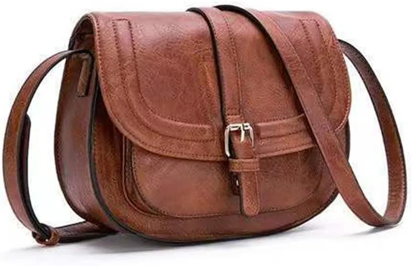 Yohora Shoulder Bag for Women Leather Crossbody Purse Retro Satchel Handbag Lightweight Pocketbook