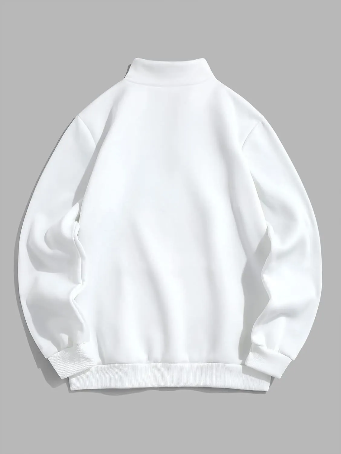 ZAFUL Mens Graphic Fleece Sweatshirts Quarter Zip Pullover Sweatshirt Letter Embroidered Oversized Vintage Hoodie Top