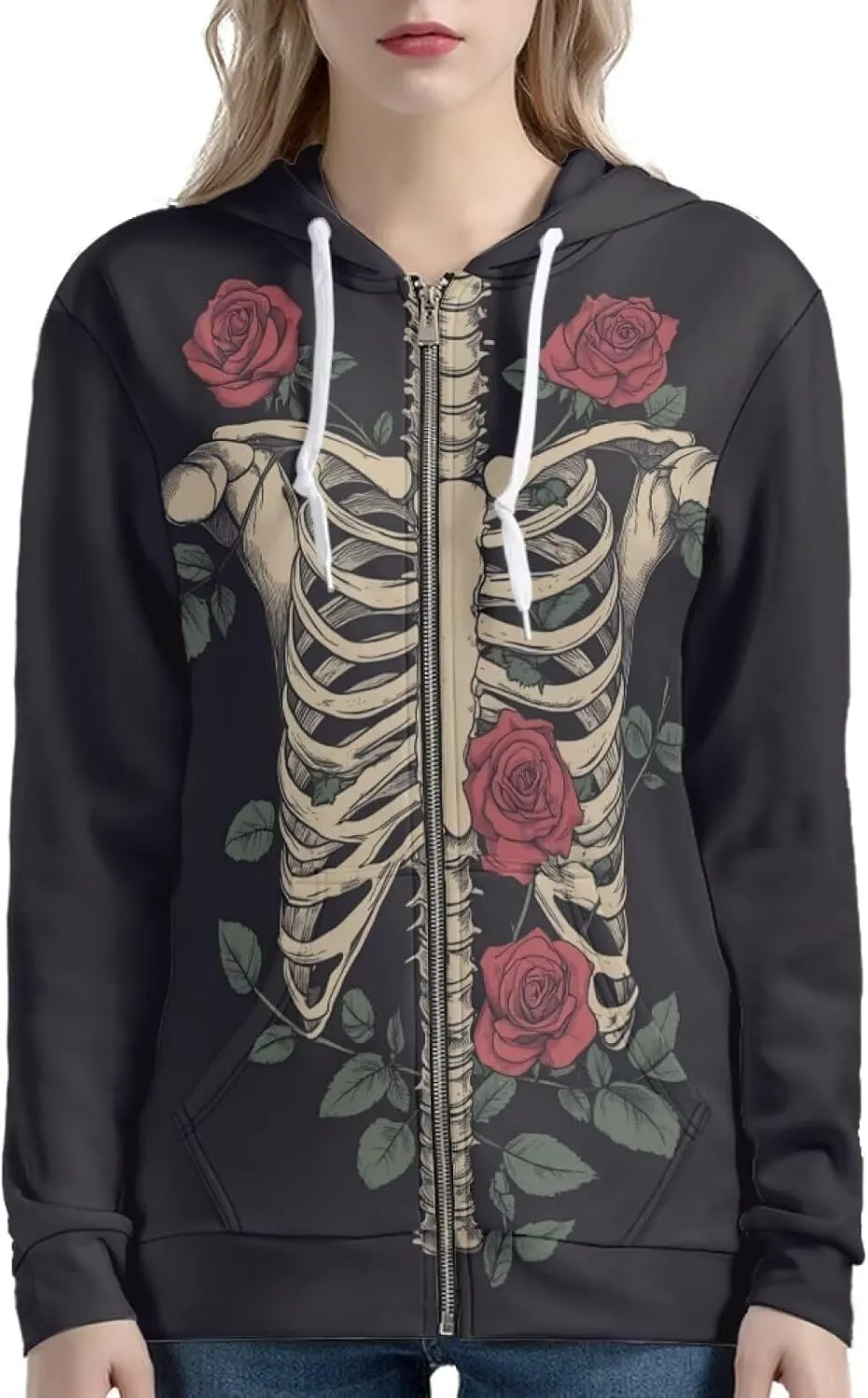 Zip Up Hoodie Women Long Sleeve Oversized Sweatshirts Fall Y2K Hoodie Jacket with Pockets